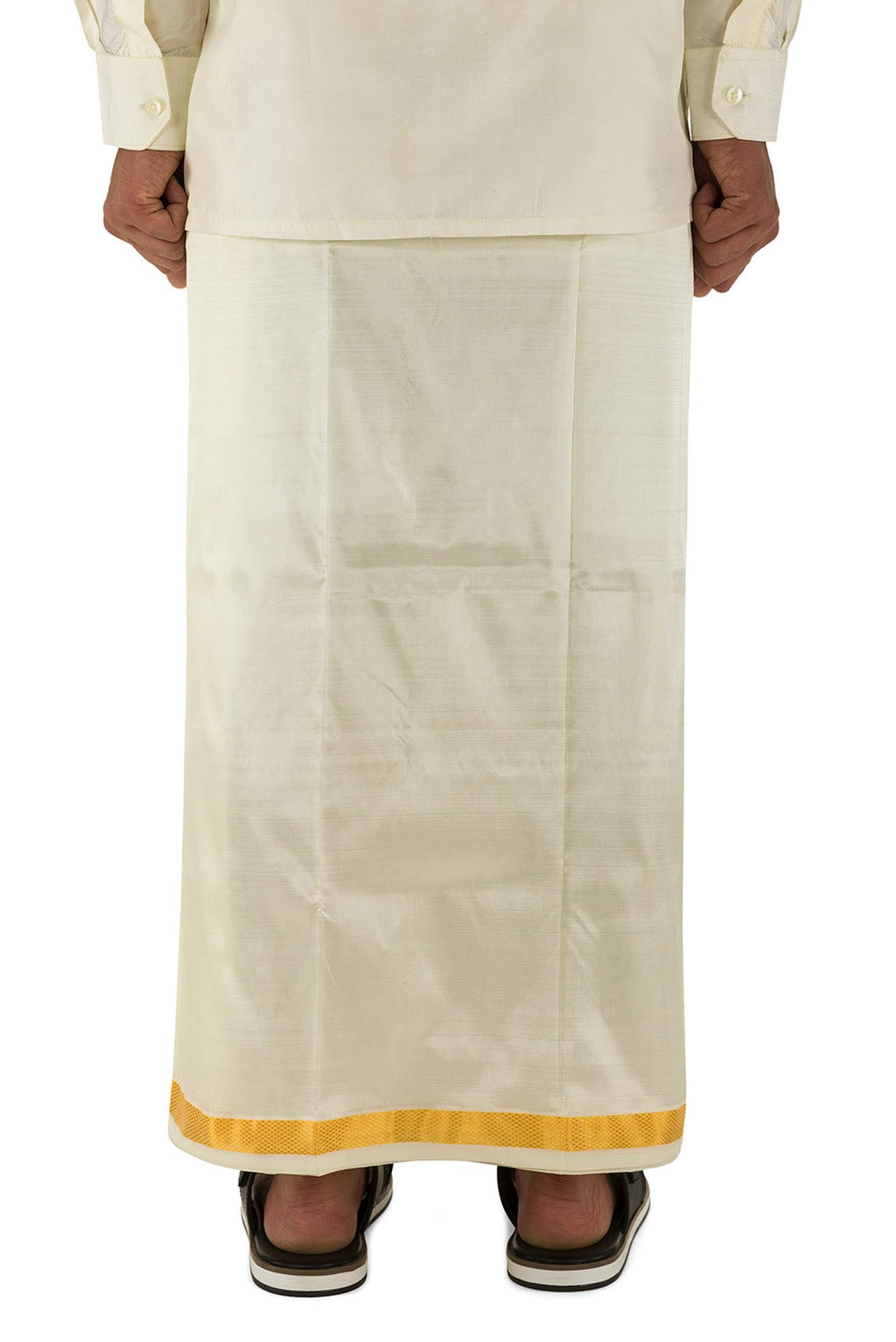 Cream Cream Art Silk Dhoti 8 Muzham