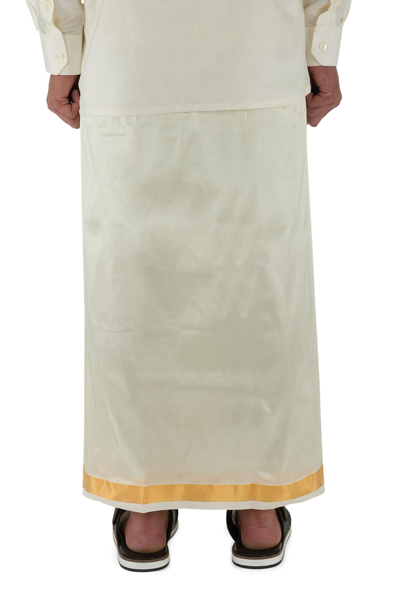 Cream Cream Art Silk Dhoti 8 Muzham
