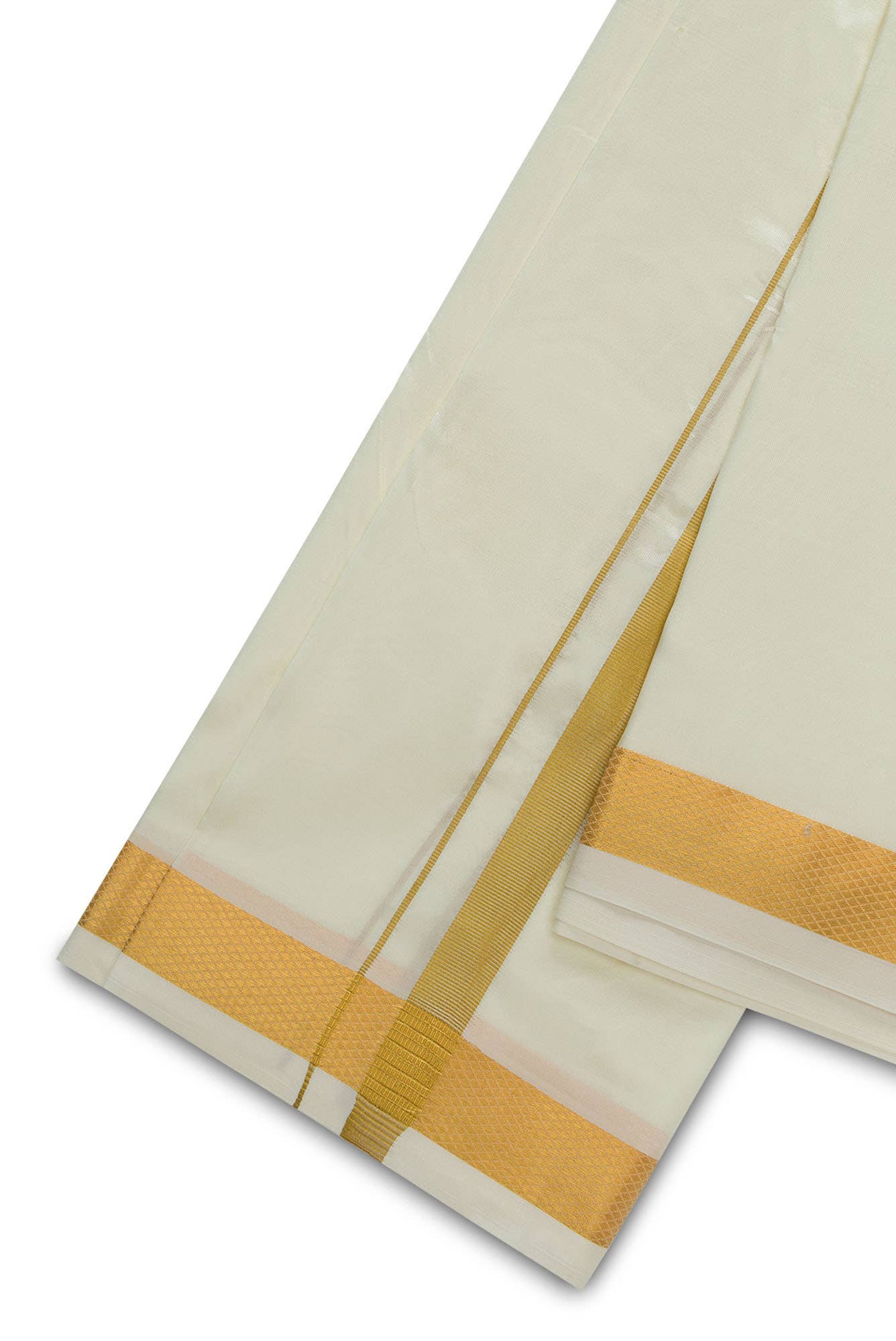 Cream Cream Art Silk Dhoti 8 Muzham