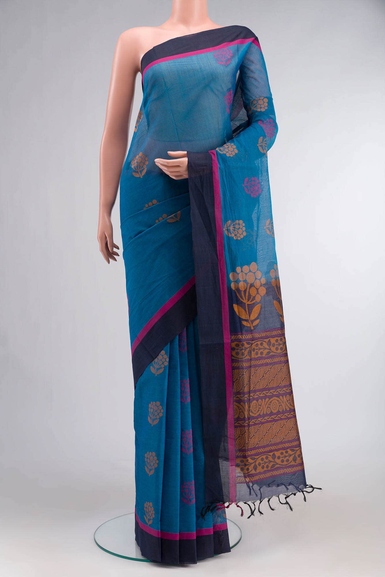 Blue Coimbatore Cotton Saree