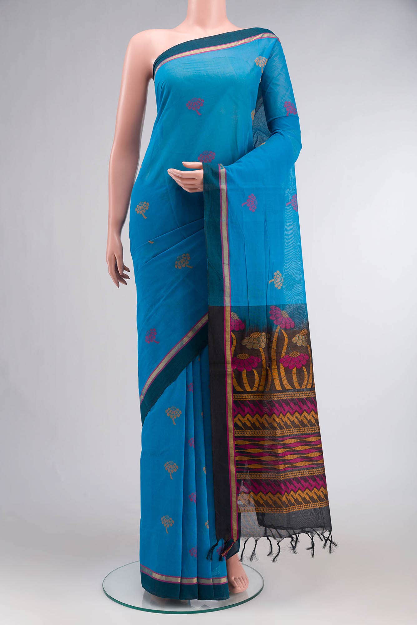 Blue Coimbatore Cotton Saree