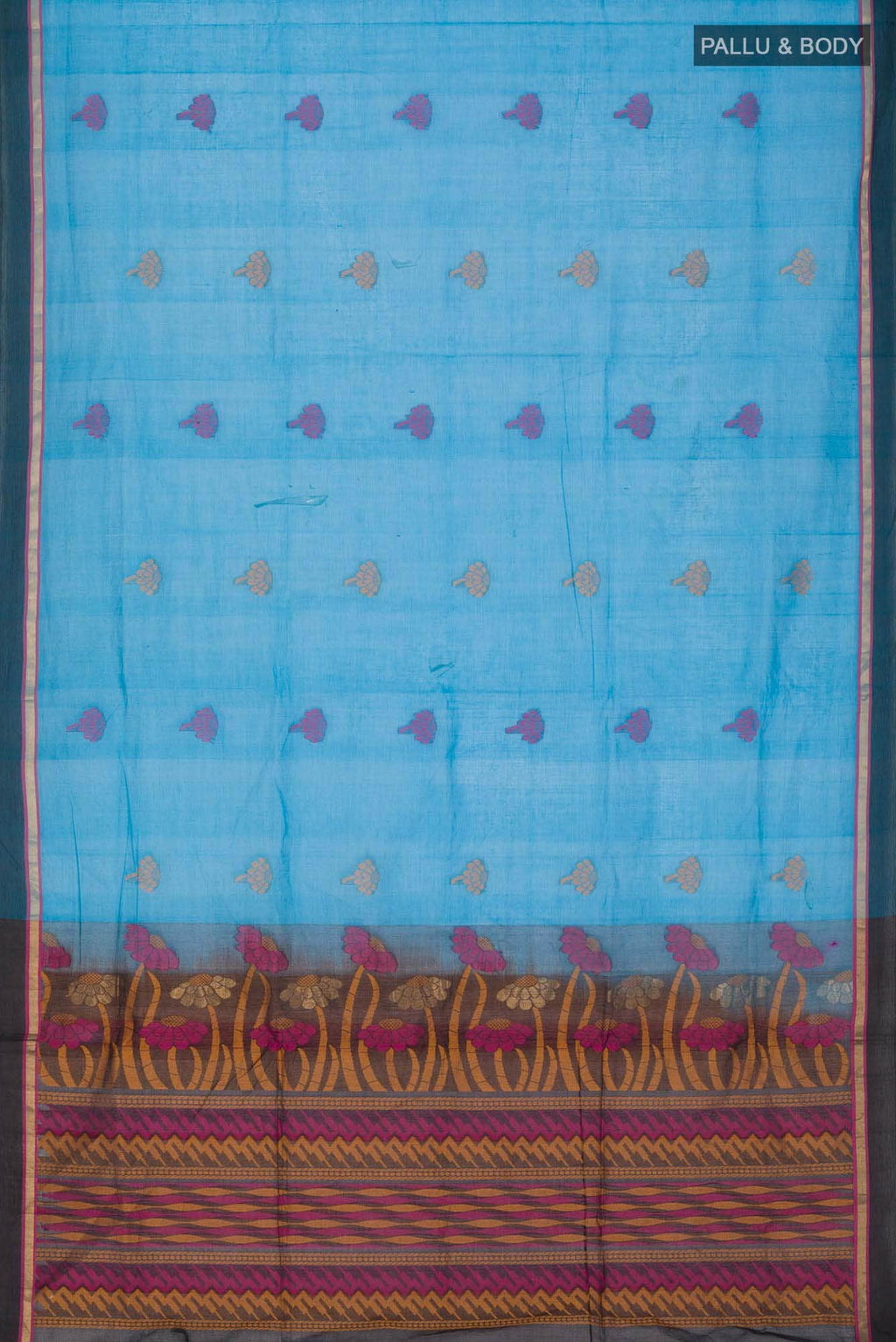 Blue Coimbatore Cotton Saree
