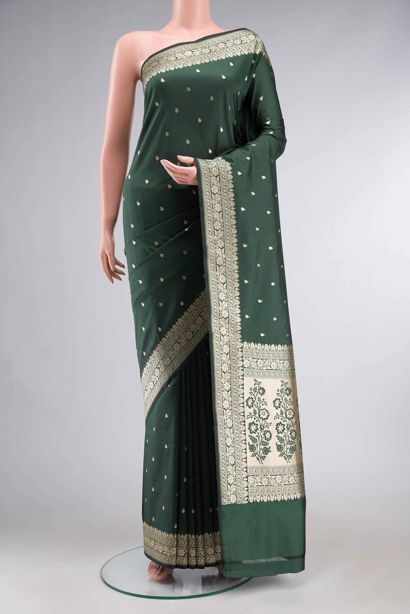 Green Blended Banarasi Tussar Silk Saree