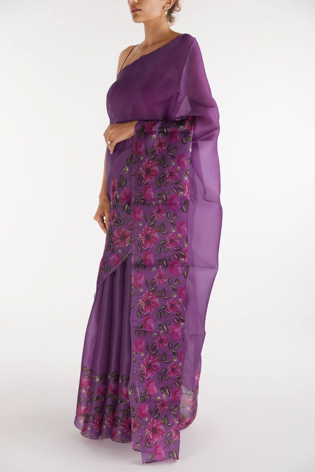 Poppys in Rhythm Lilac Satin Organza Saree