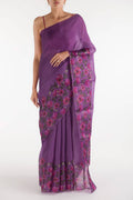 Poppys in Rhythm Lilac Satin Organza Saree