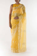 Peonia Yellow floral design saree from Embroidered Romance Collection by Nalli