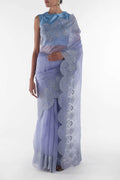 Lovelace Blue floral design saree from Embroidered Romance Collection by Nalli