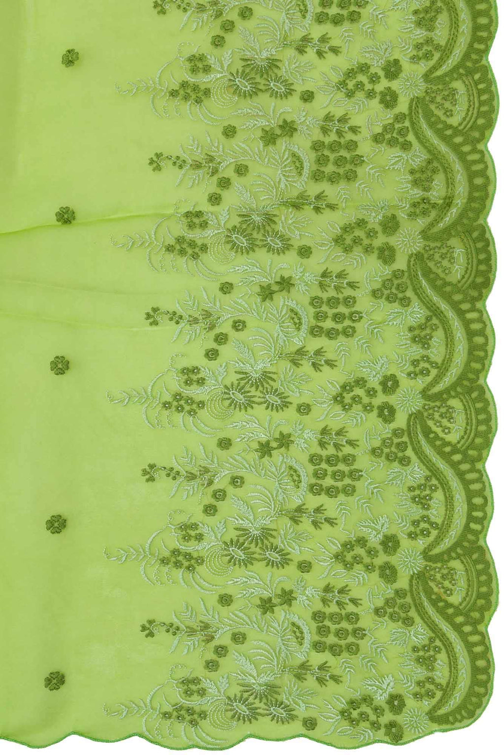 Lover’s lush Green floral design saree from Embroidered Romance Collection by Nalli