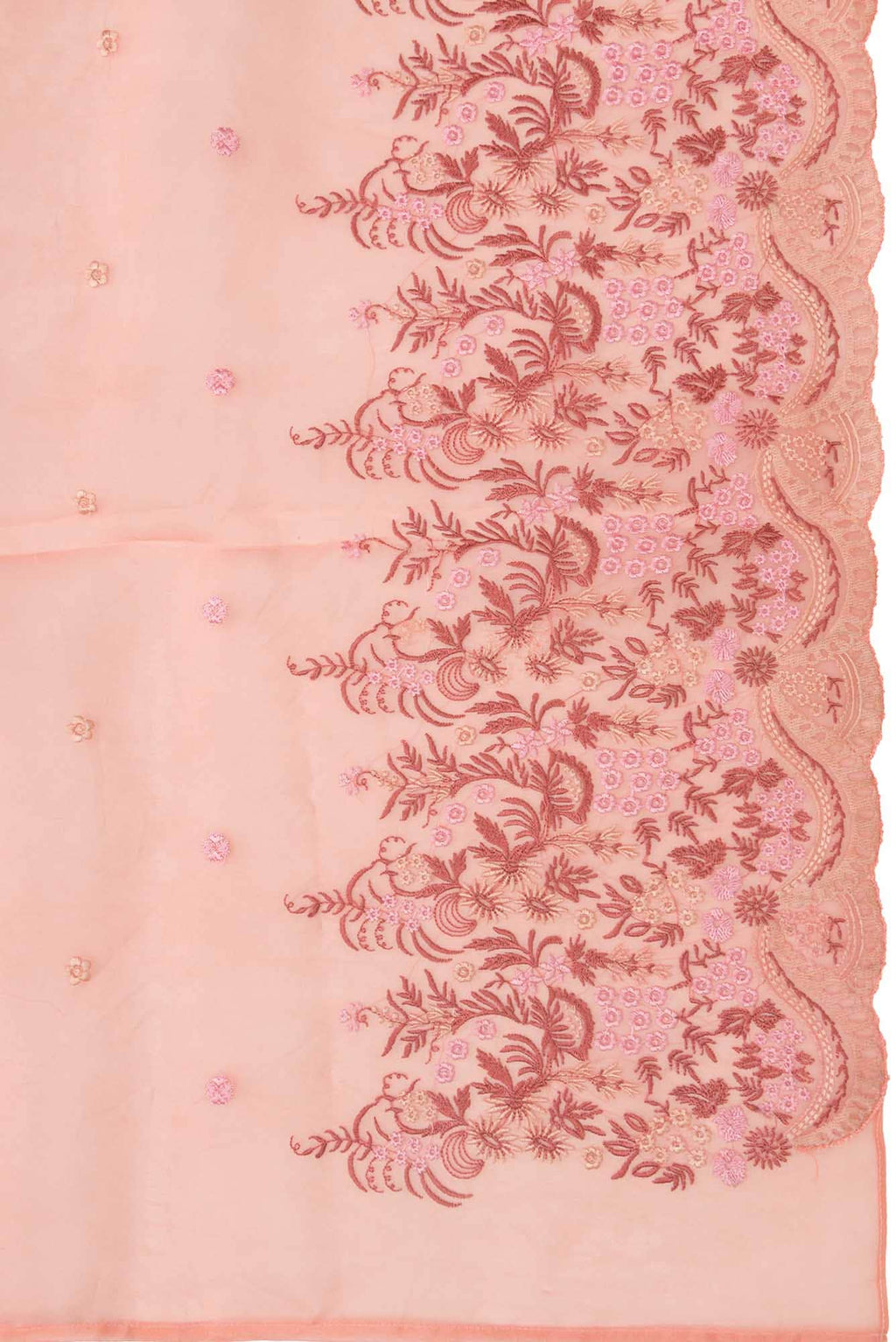 Lover’s lush Peach floral design saree from Embroidered Romance Collection by Nalli