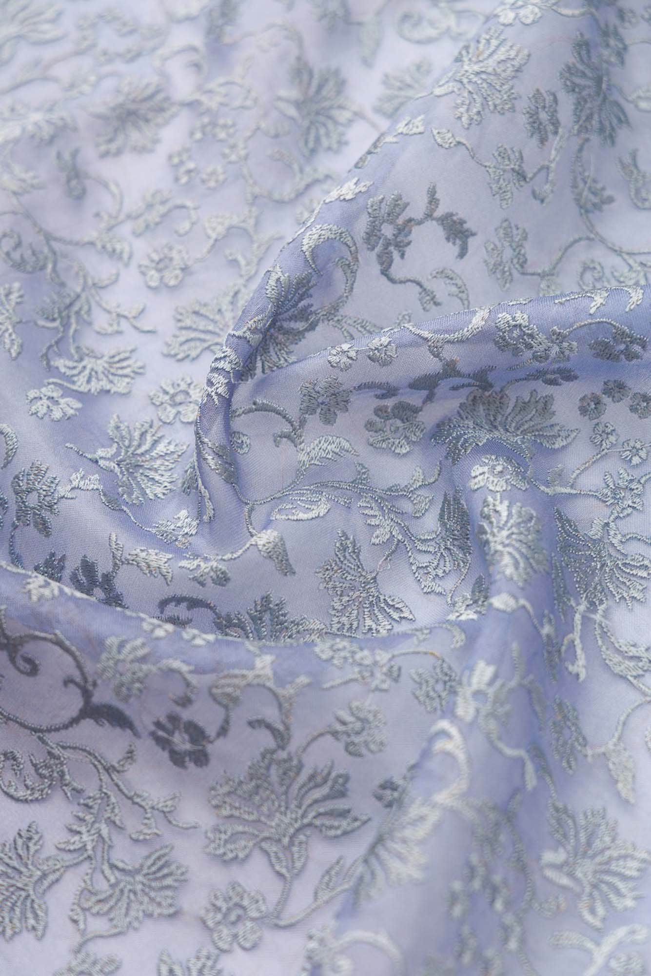 Iris Waltz-Blue Pure Organza Silk Saree
