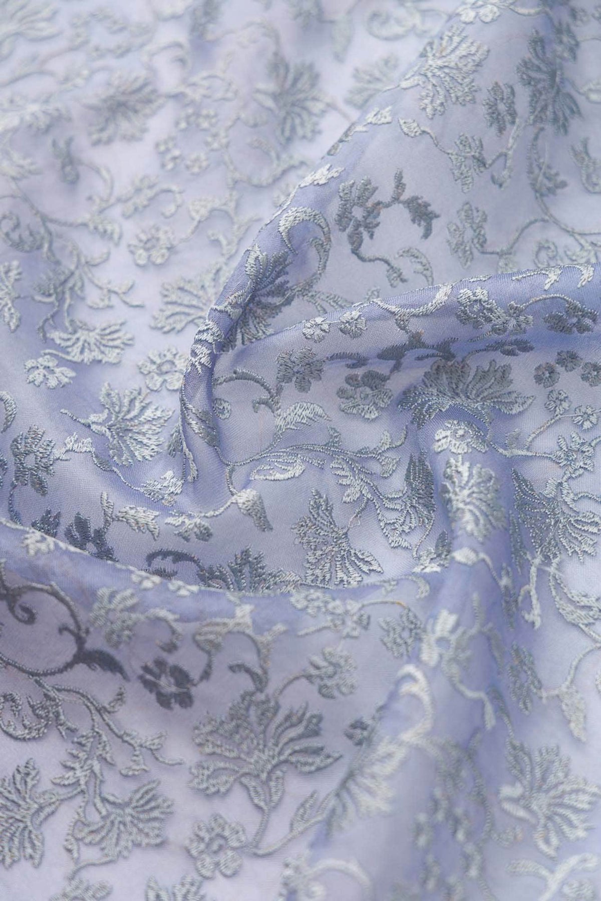 Iris Waltz-Blue Pure Organza Silk Saree