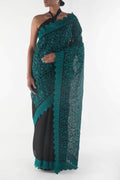 Iris waltz Black floral design saree from Embroidered Romance Collection by Nalli