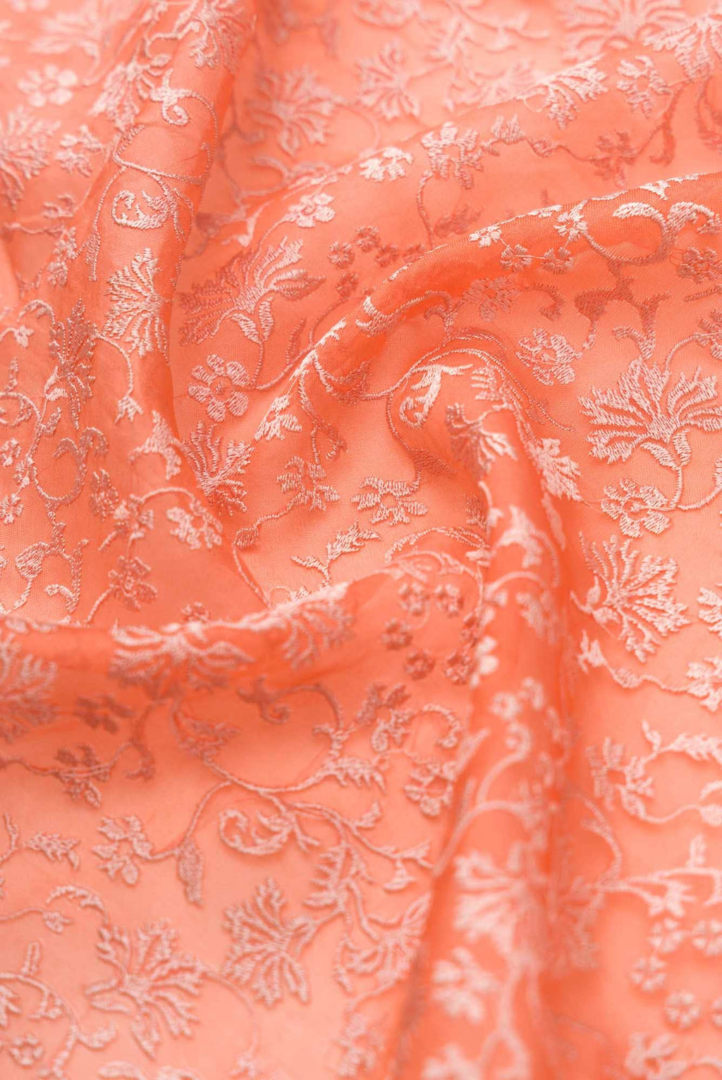 Iris waltz Orange floral design saree from Embroidered Romance Collection by Nalli