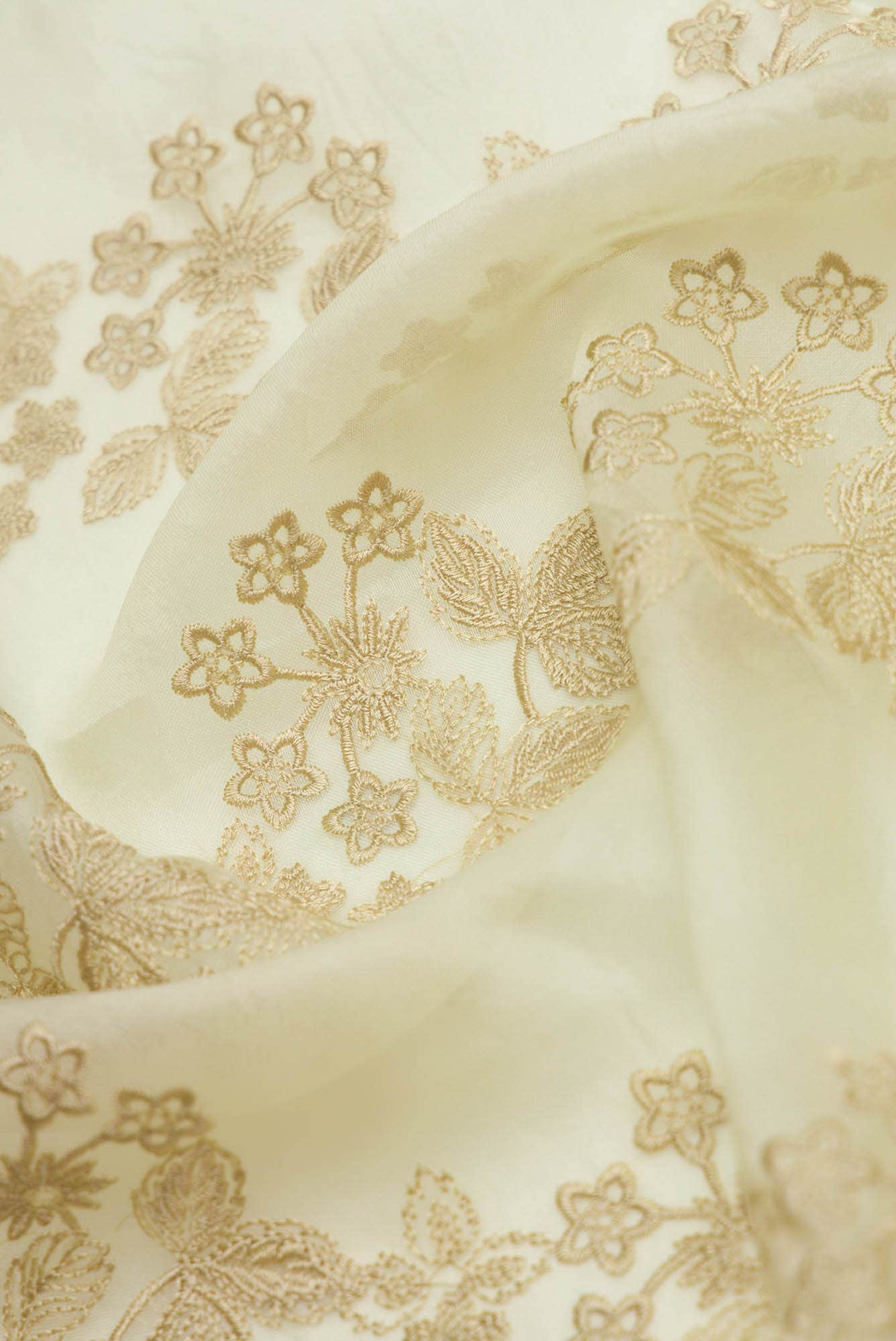 Bella Cream floral design saree from Embroidered Romance Collection by Nalli