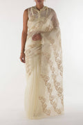 Bella Cream floral design saree from Embroidered Romance Collection by Nalli