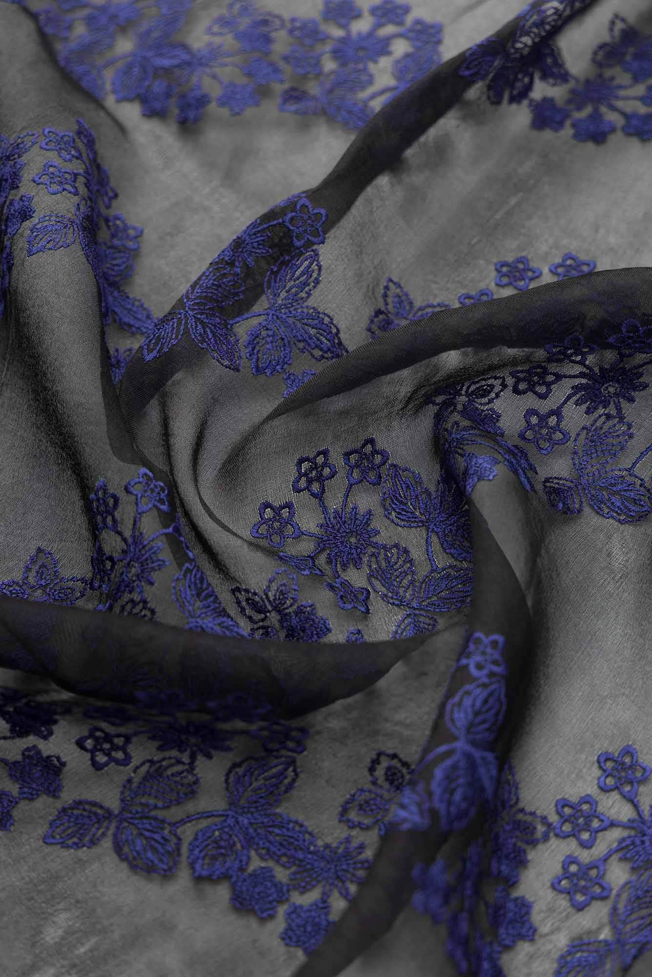 Bella Black floral design saree from Embroidered Romance Collection by Nalli