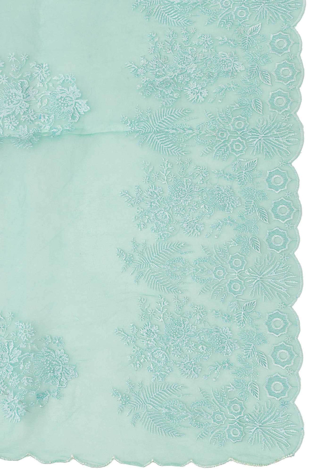 Minerva Turquoise floral design saree from Embroidered Romance Collection by Nalli