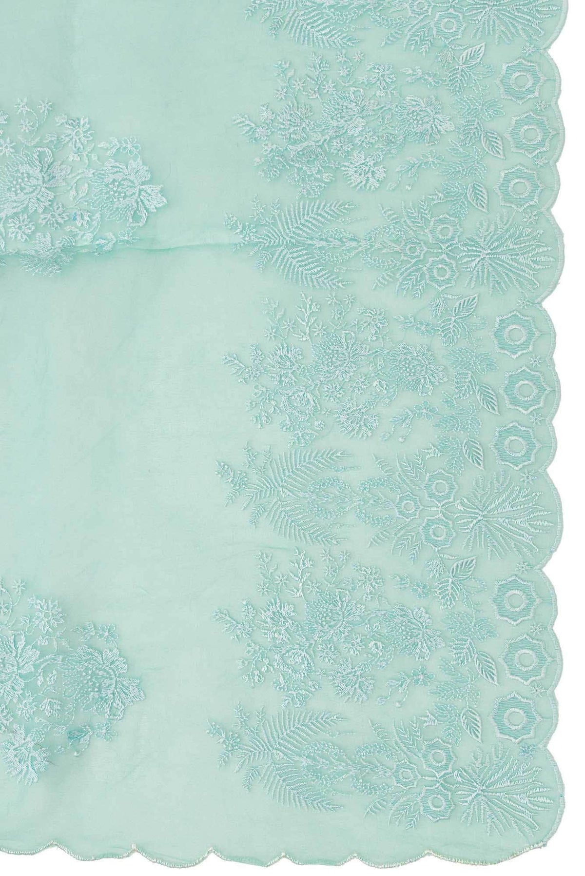Minerva Turquoise floral design saree from Embroidered Romance Collection by Nalli