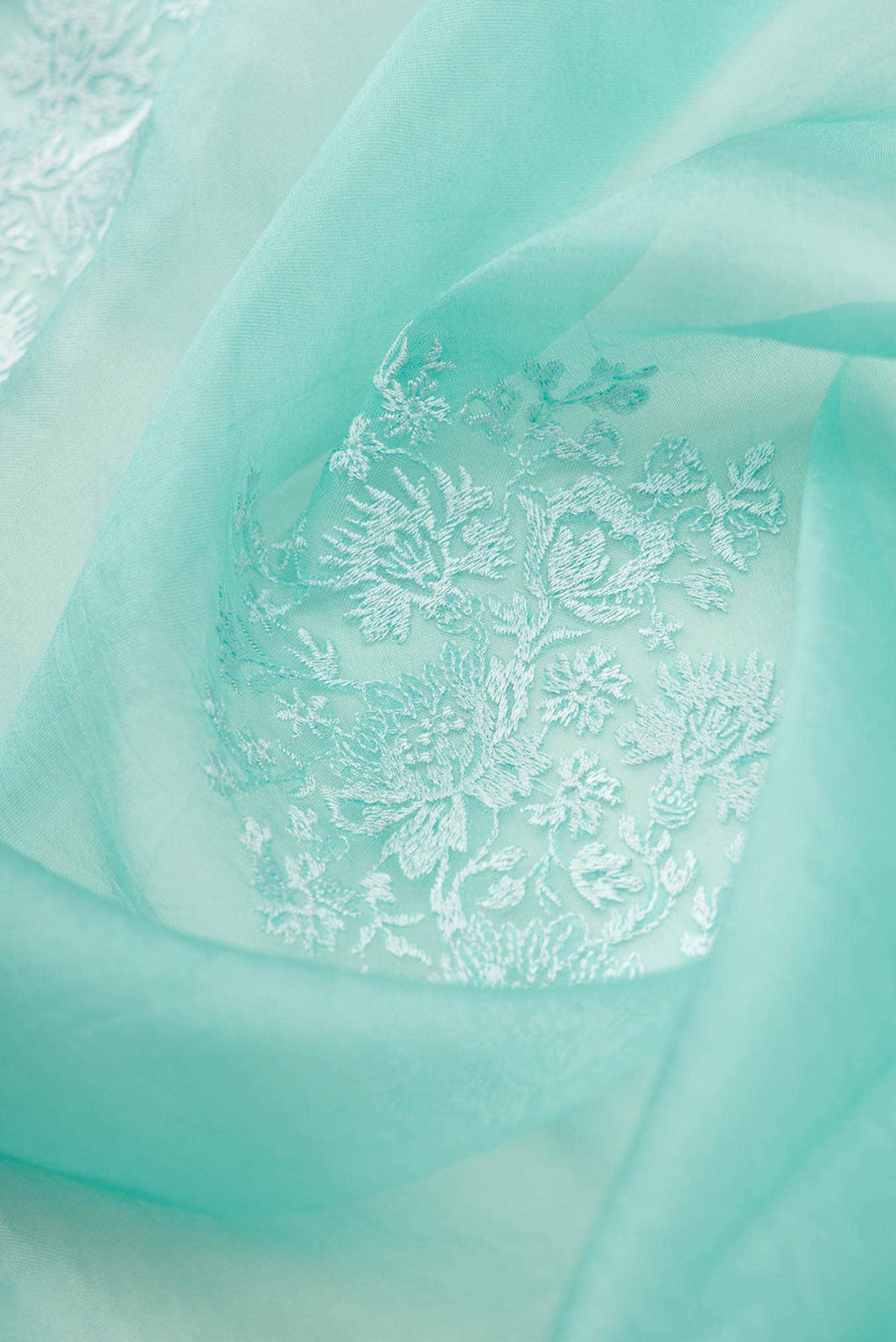 Minerva Turquoise floral design saree from Embroidered Romance Collection by Nalli