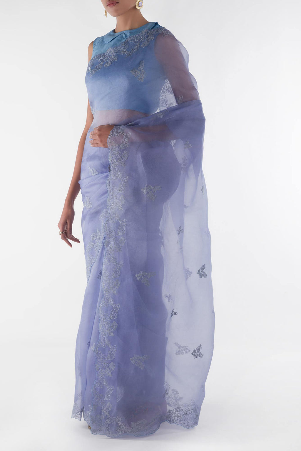 Day dreams Lilac  floral design saree from Embroidered Romance Collection by Nalli