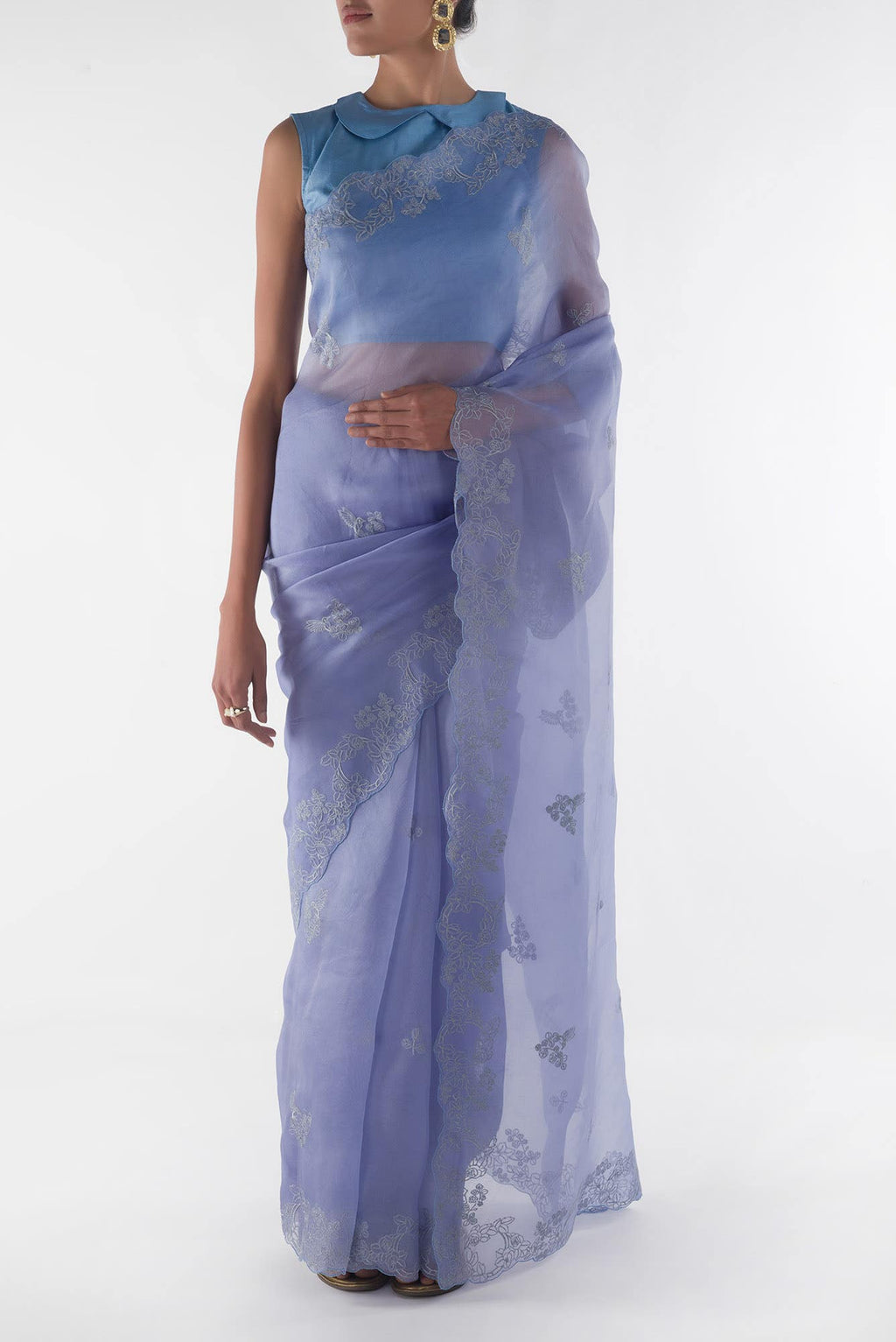 Day dreams Lilac  floral design saree from Embroidered Romance Collection by Nalli