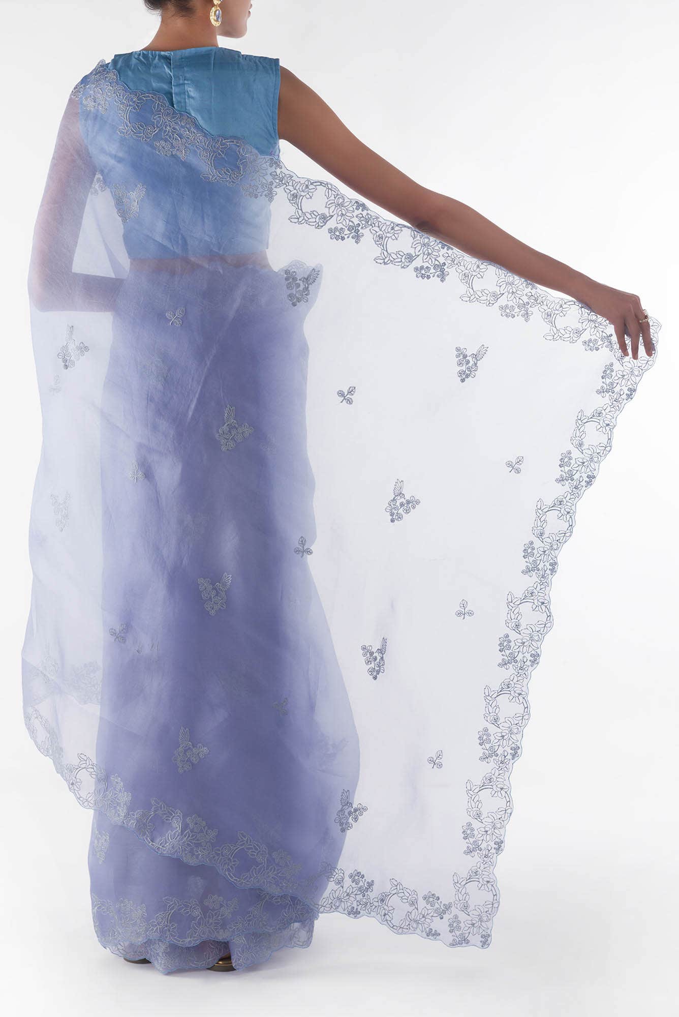 Day dreams Lilac  floral design saree from Embroidered Romance Collection by Nalli