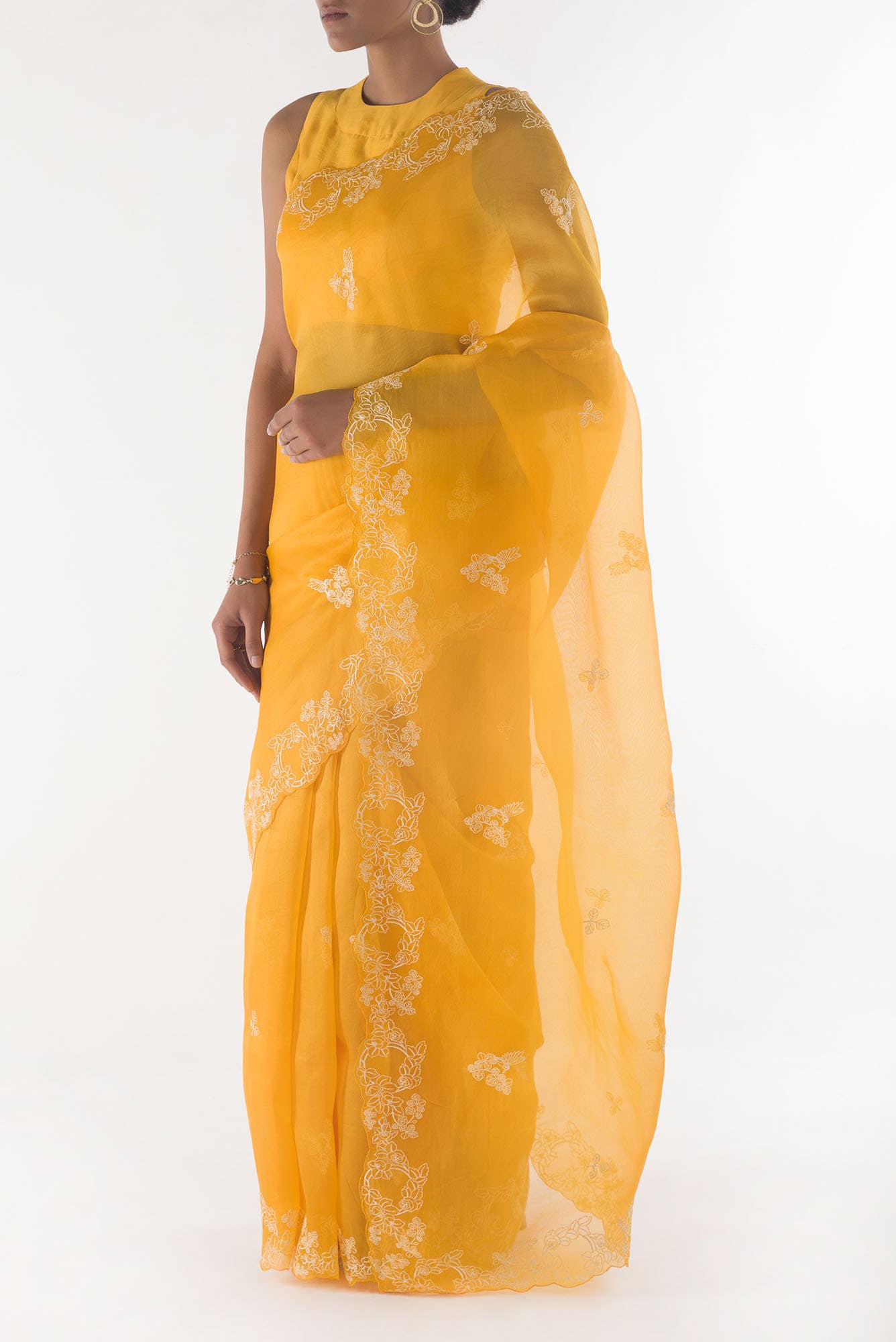 Day dreams Yellow floral design saree from Embroidered Romance Collection by Nalli