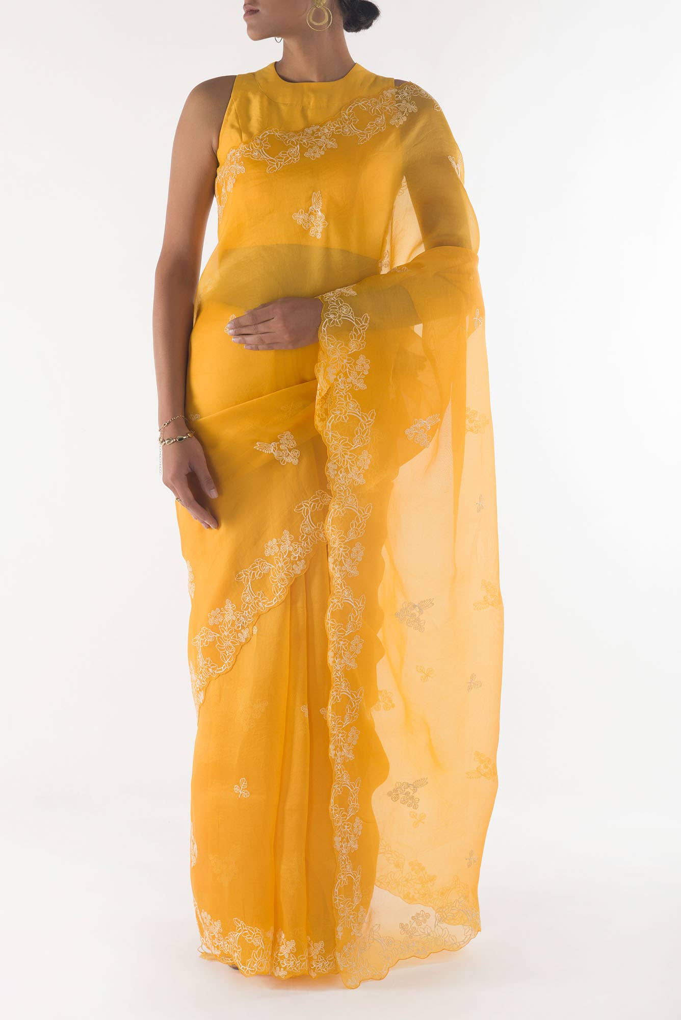 Day dreams Yellow floral design saree from Embroidered Romance Collection by Nalli