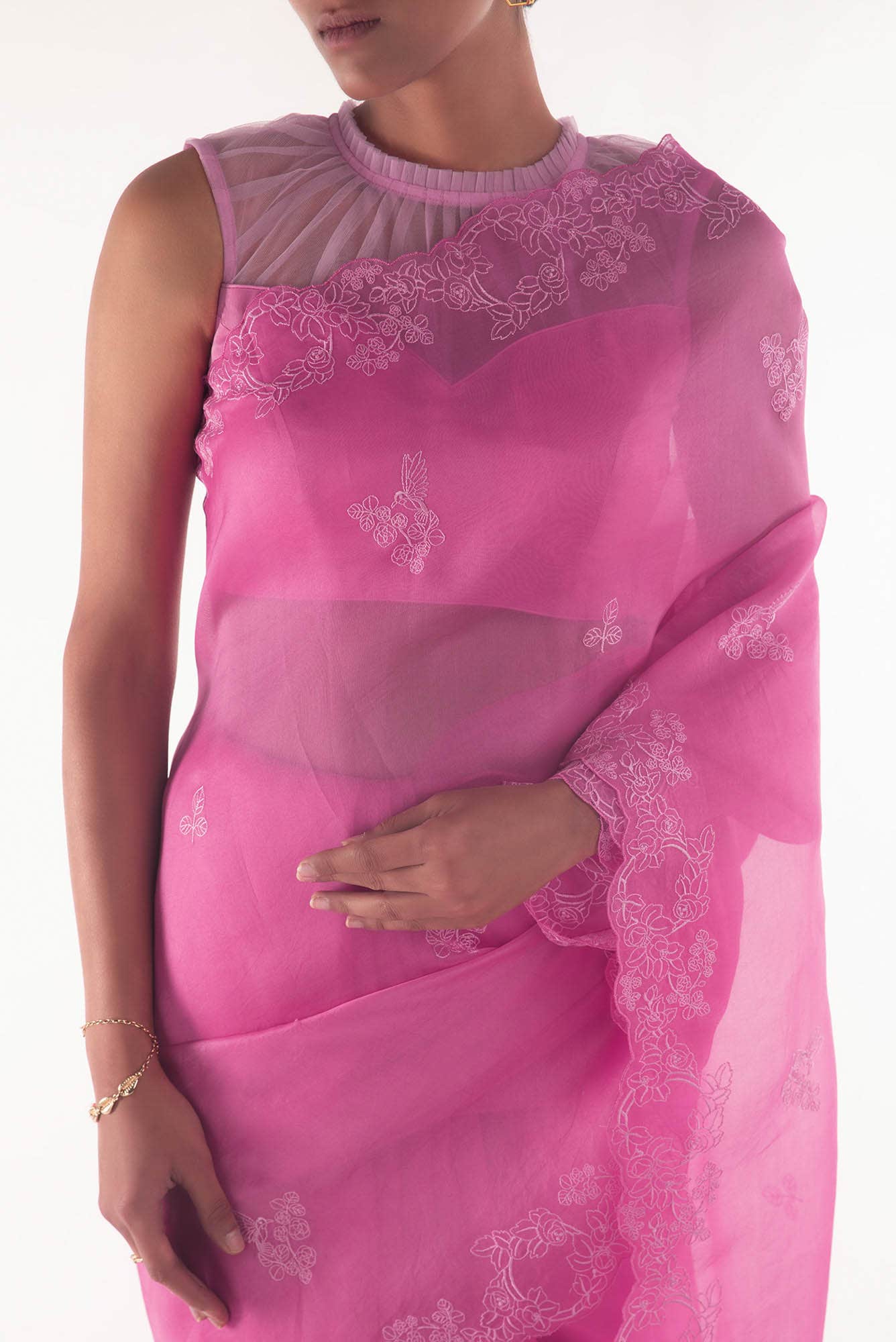 Day dreams Pink  floral design saree from Embroidered Romance Collection by Nalli