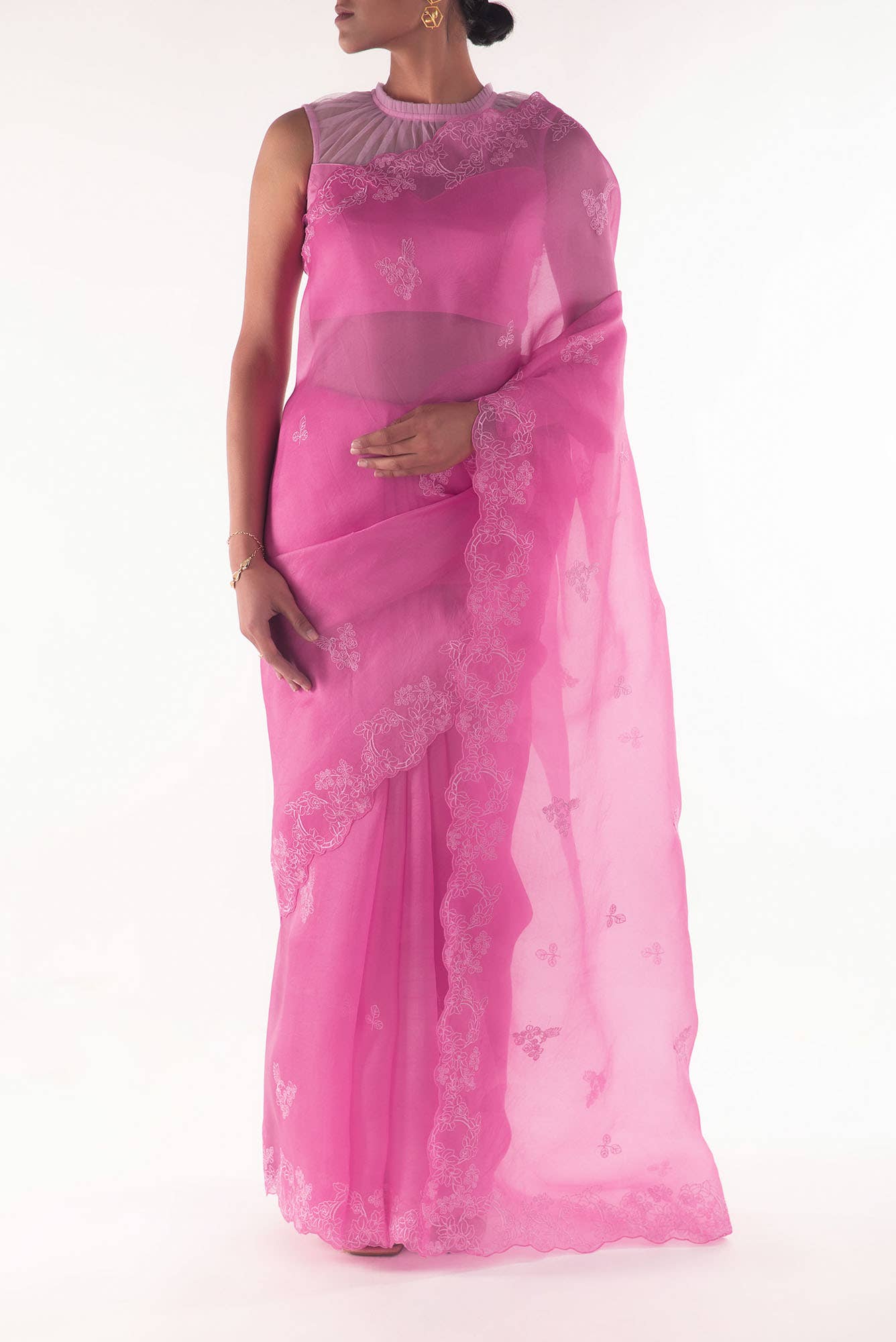 Day dreams Pink  floral design saree from Embroidered Romance Collection by Nalli