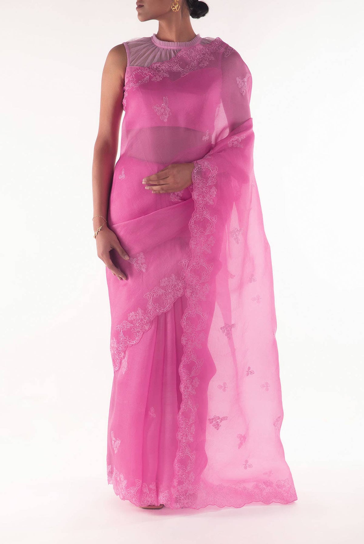 Day dreams Pink  floral design saree from Embroidered Romance Collection by Nalli