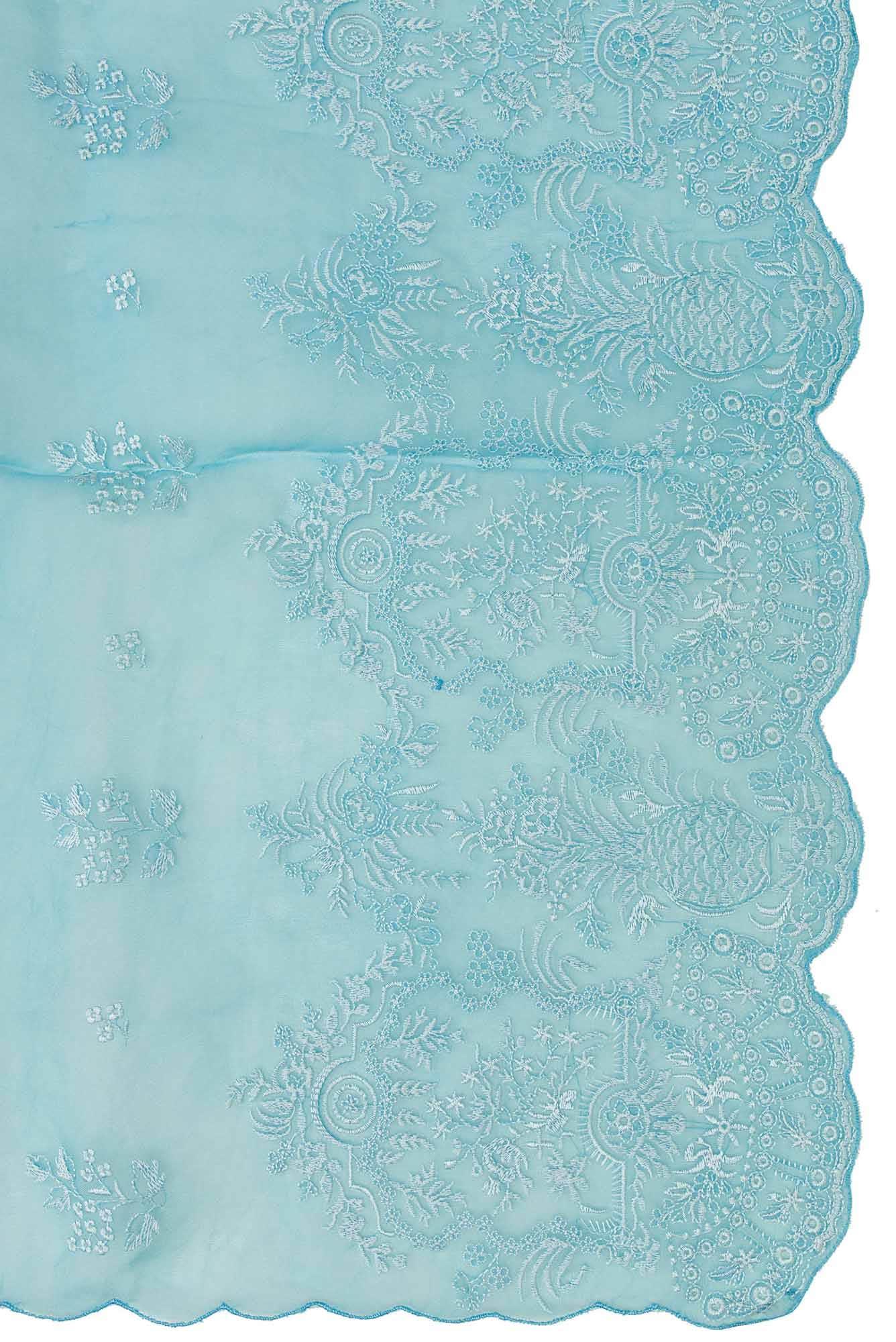 Passion Paradise Blue floral design saree from Embroidered Romance Collection by Nalli