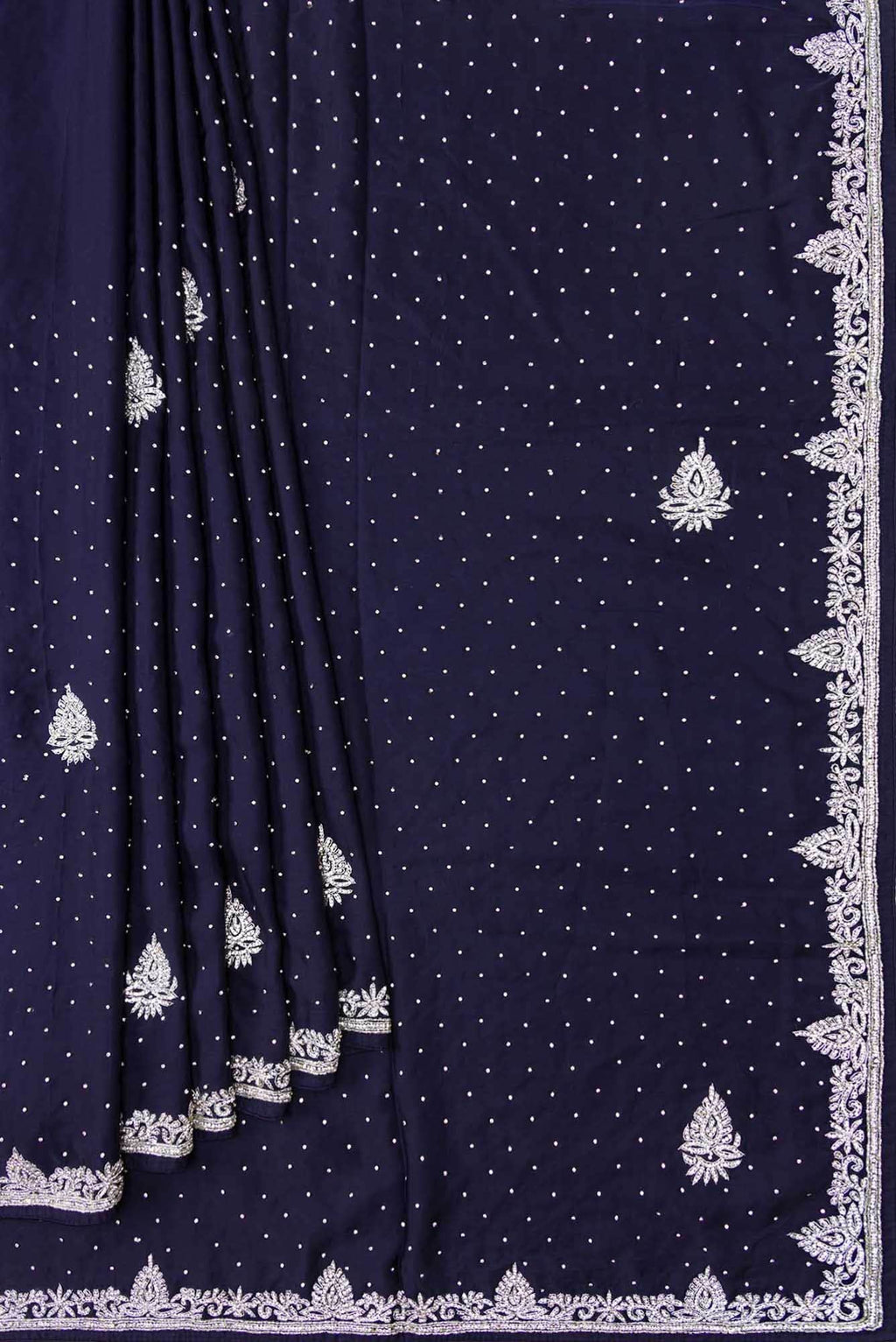 Navy Blue Blended Satin Saree