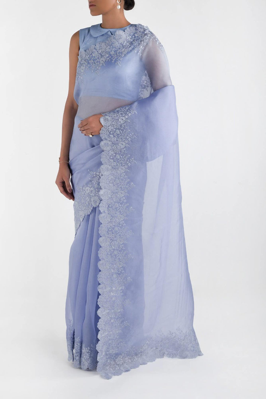 Harmonia Lavender floral design saree from Embroidered Romance Collection by Nalli