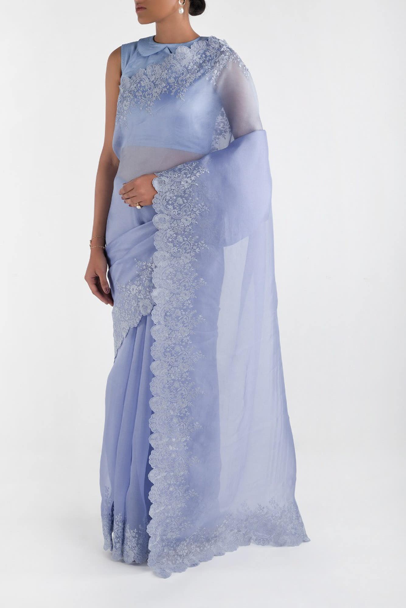 Harmonia Lavender floral design saree from Embroidered Romance Collection by Nalli