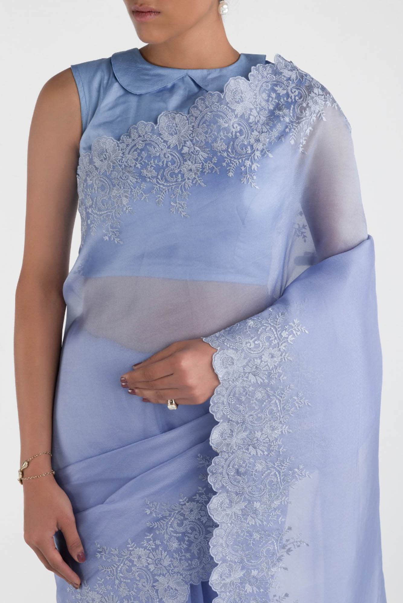 Harmonia Lavender floral design saree from Embroidered Romance Collection by Nalli