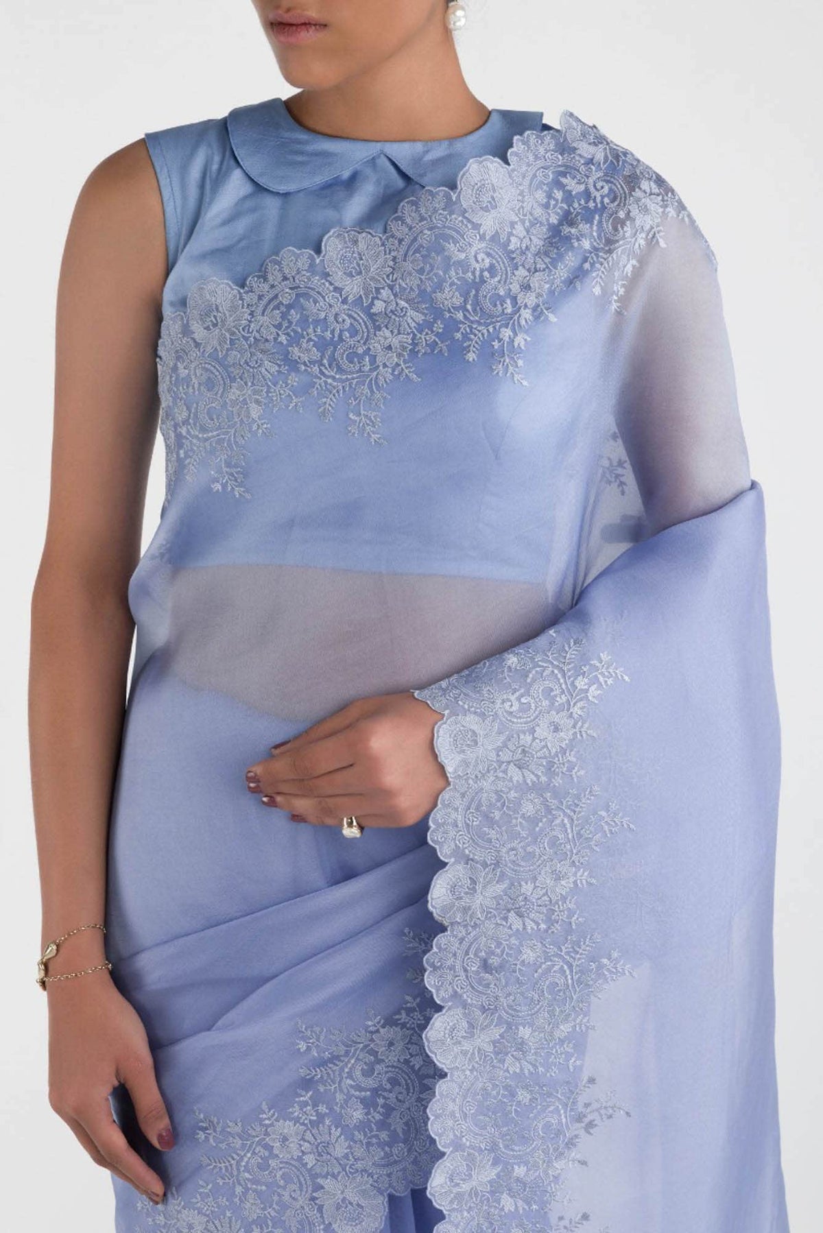 Harmonia Lavender floral design saree from Embroidered Romance Collection by Nalli
