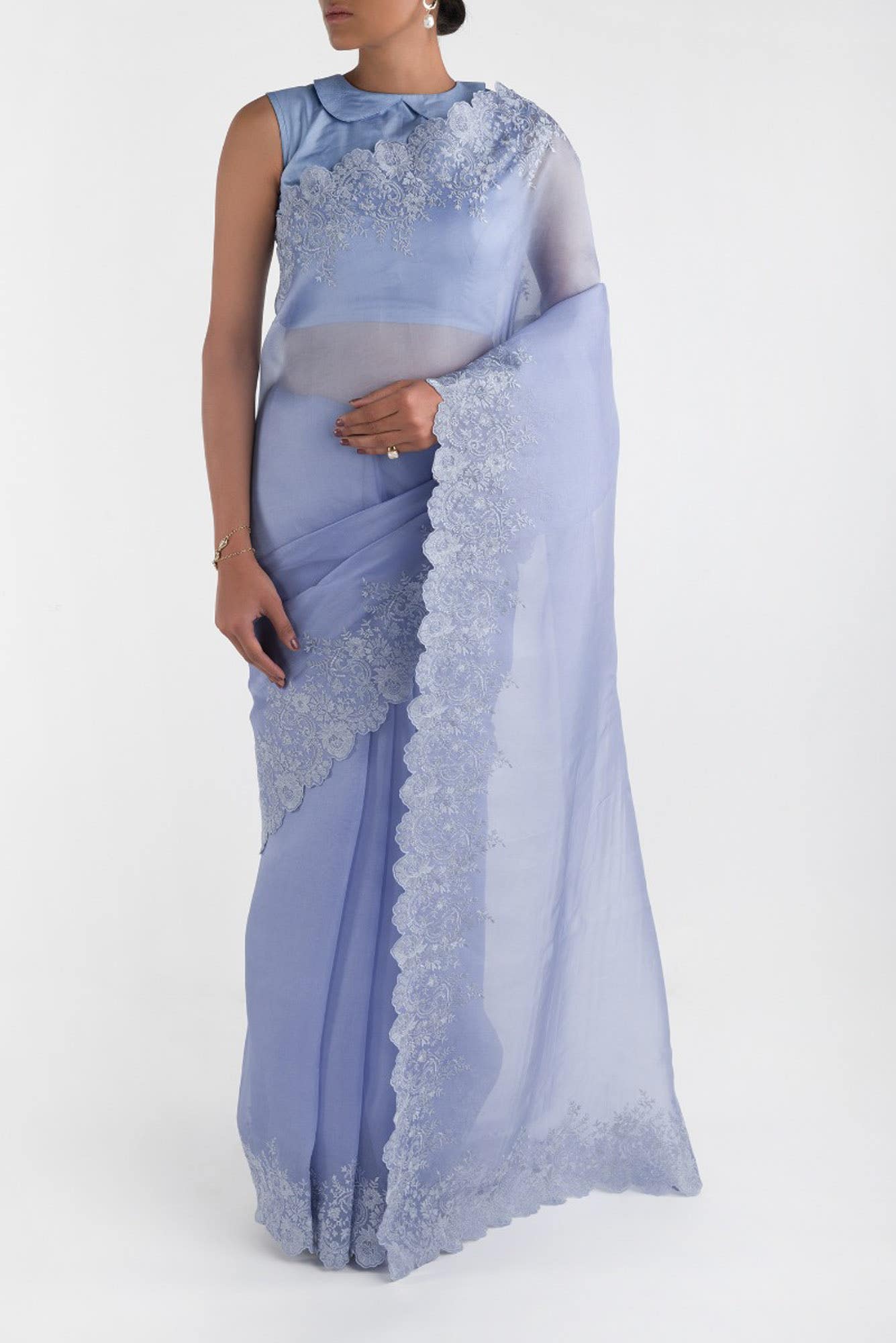 Harmonia Lavender floral design saree from Embroidered Romance Collection by Nalli