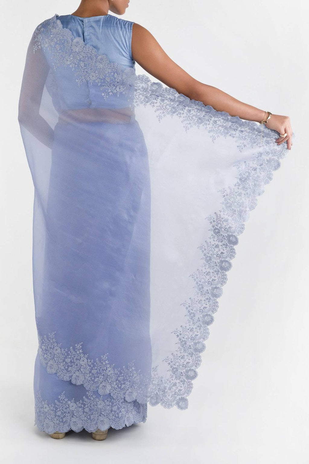 Harmonia Lavender floral design saree from Embroidered Romance Collection by Nalli