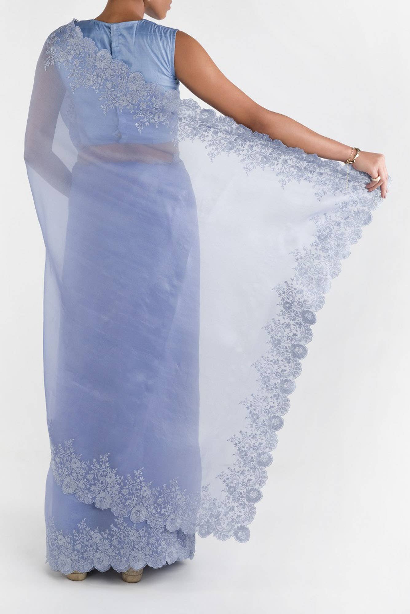 Harmonia Lavender floral design saree from Embroidered Romance Collection by Nalli