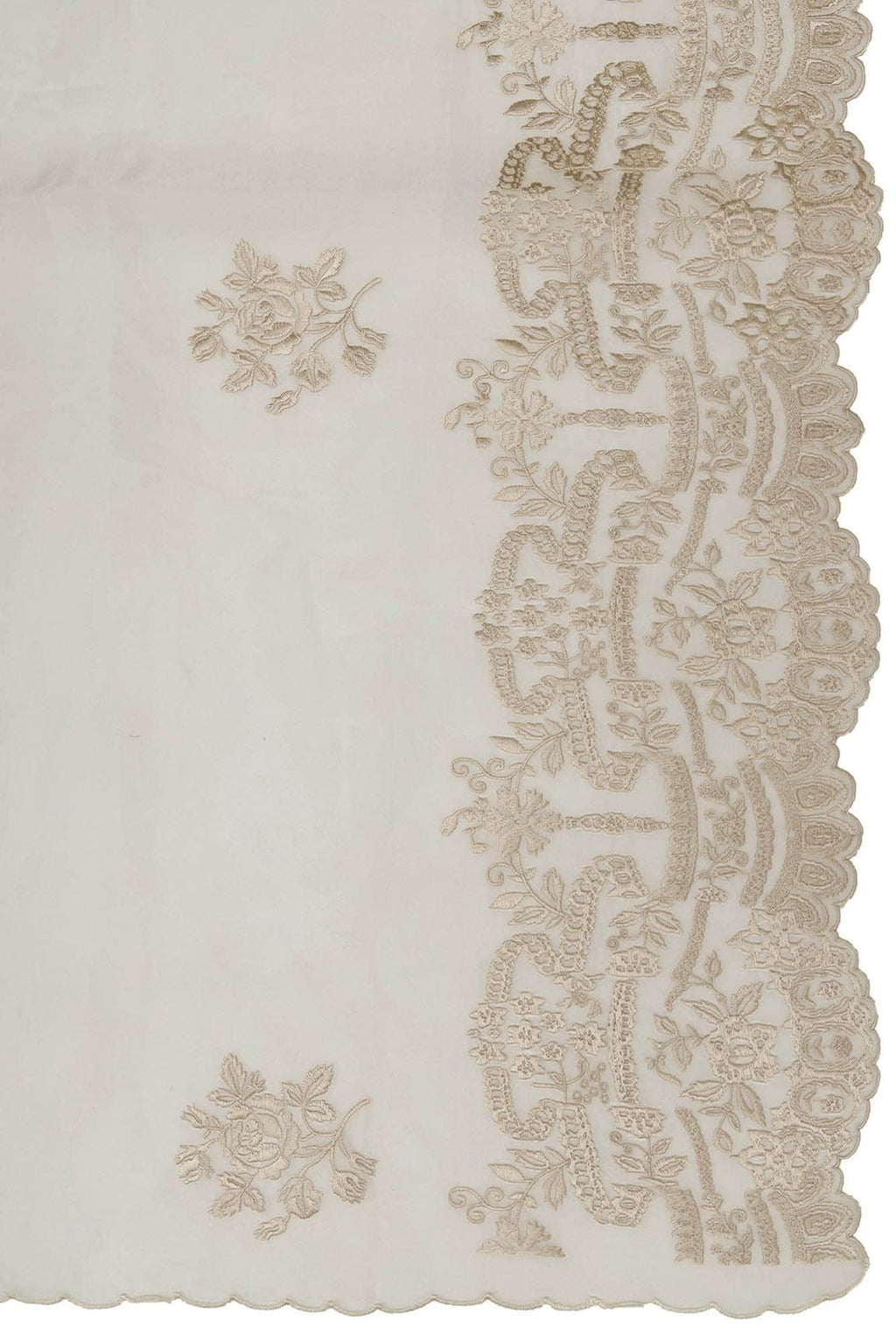 Romance of the Roses Cream floral design saree from Embroidered Romance Collection by Nalli