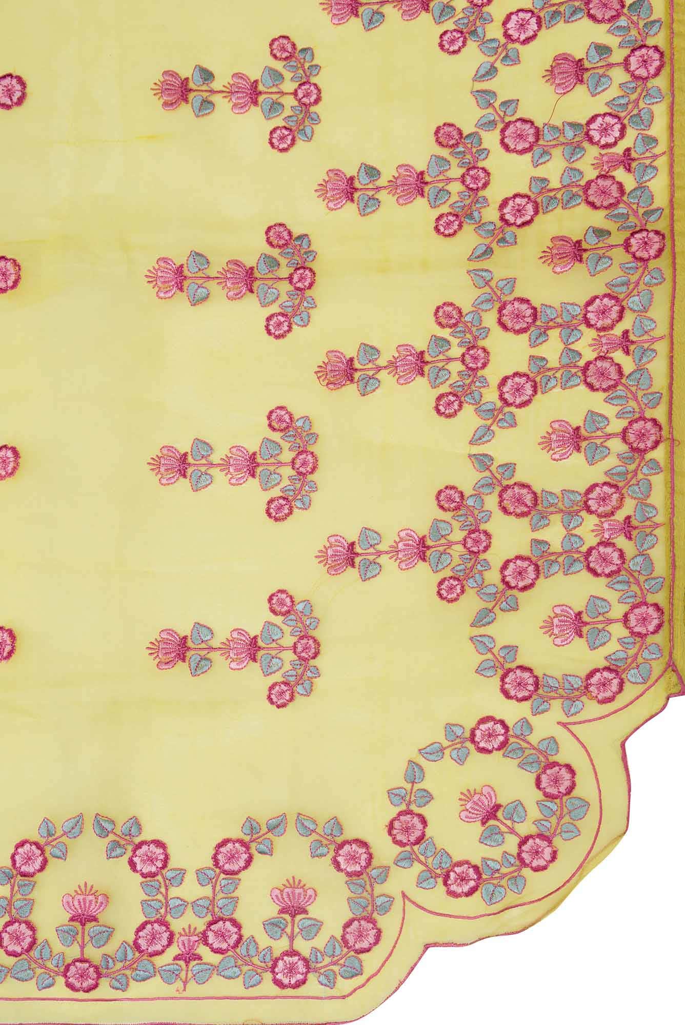 Ethereal Love Lemon Yellow floral design saree from Embroidered Romance Collection by Nalli