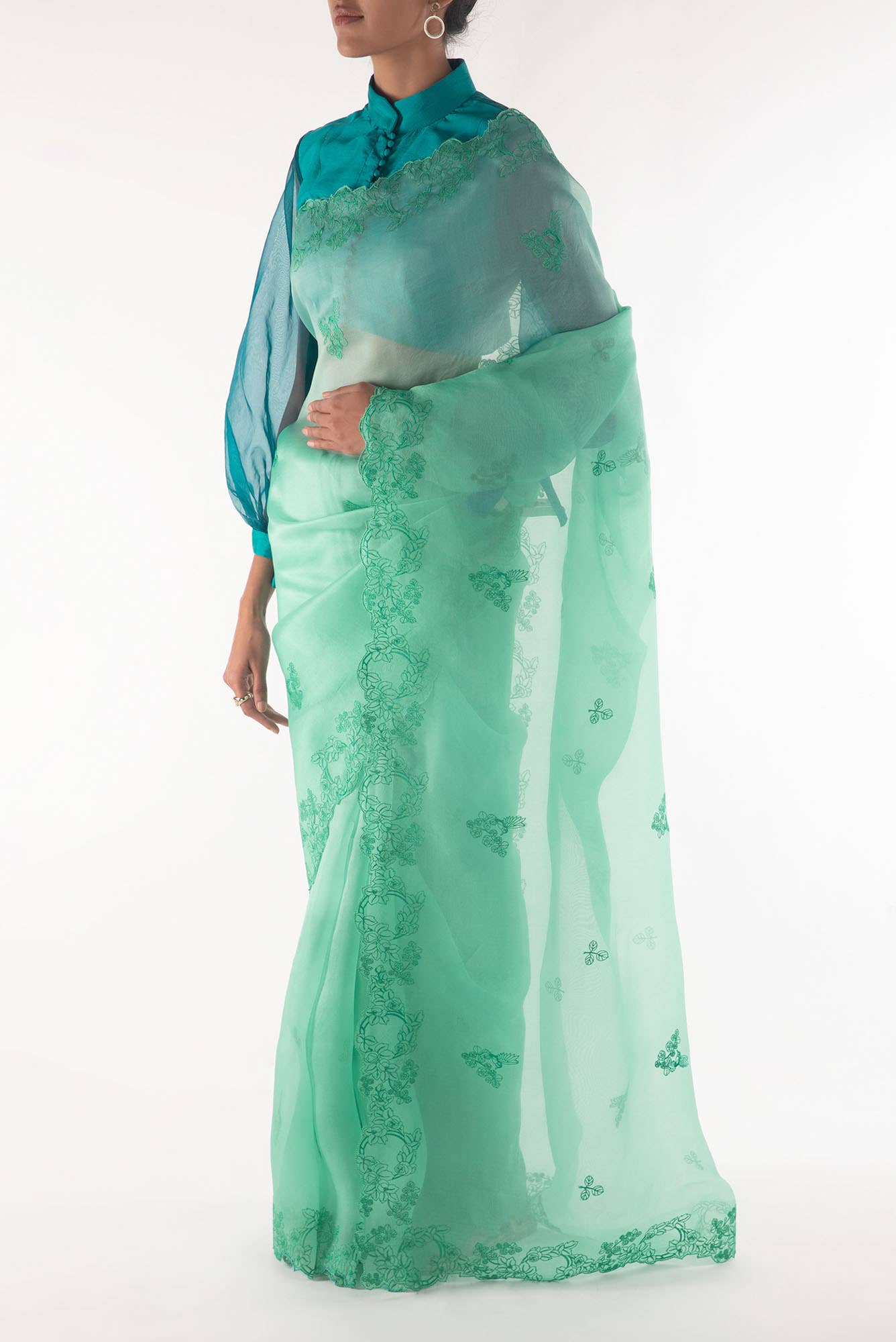 Day dreams Green  floral design saree from Embroidered Romance Collection by Nalli