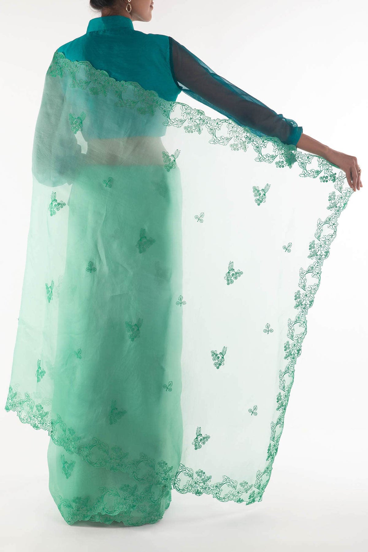 Day dreams Green  floral design saree from Embroidered Romance Collection by Nalli