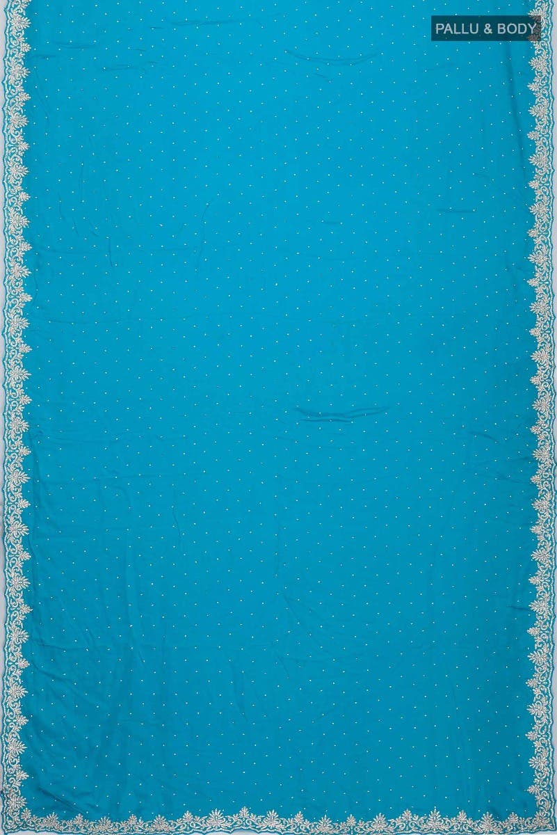 Blue Blended Satin Saree
