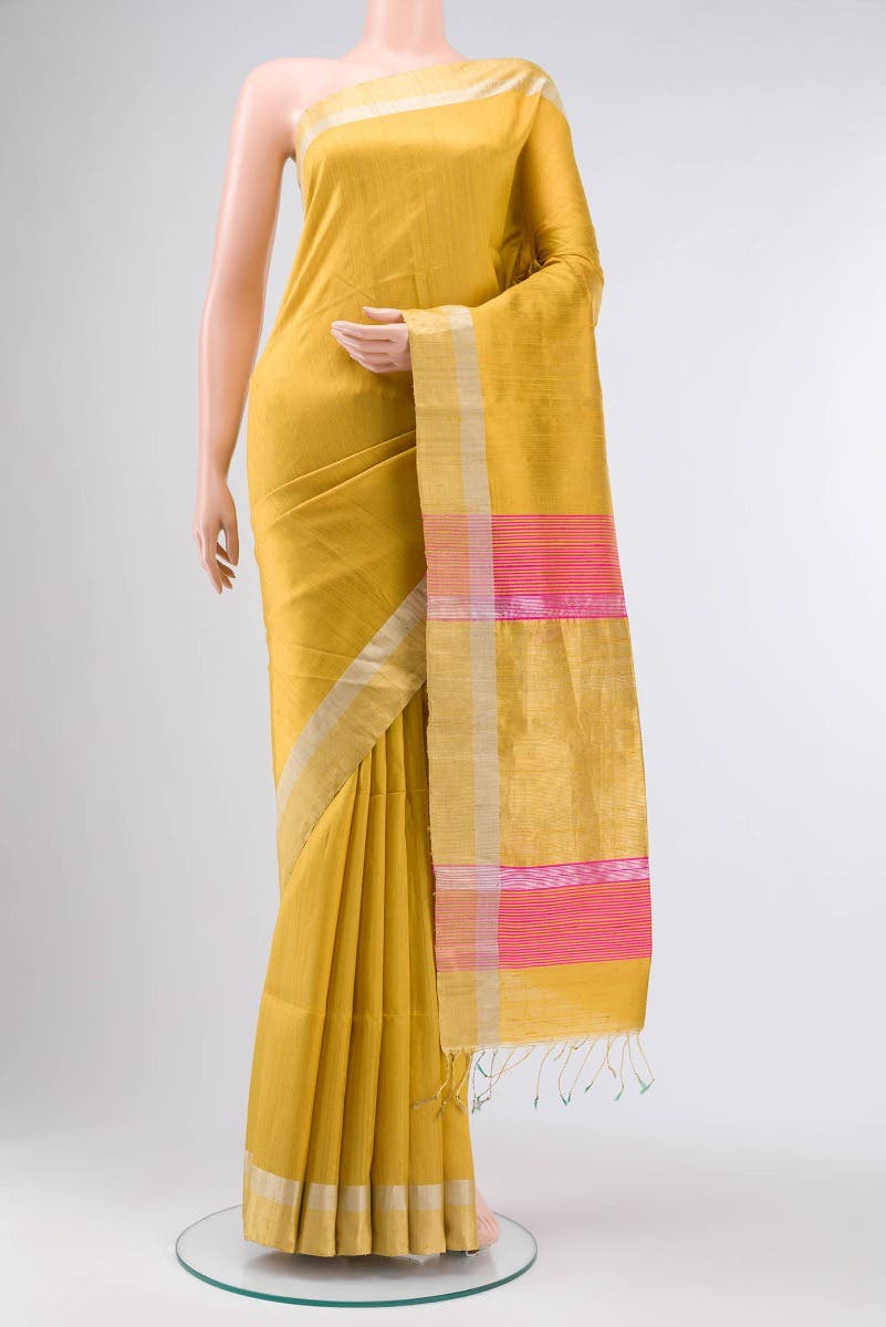 Yellow Raw Silk Saree