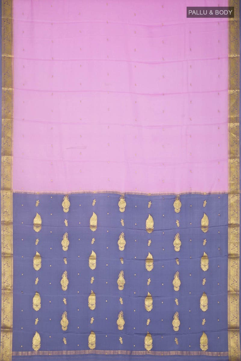 Pink Mysore Crepe Saree