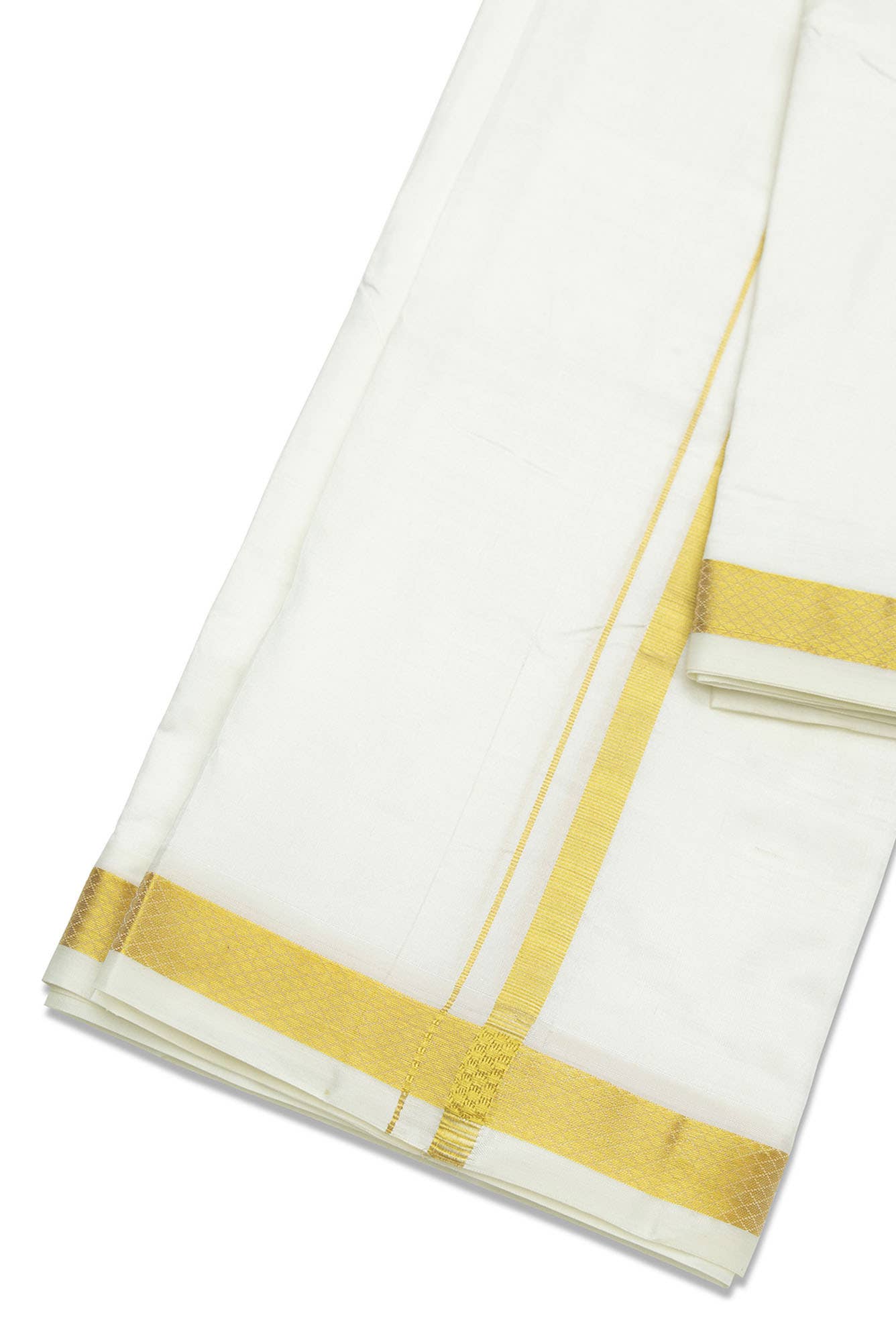 Cream Silk Dhoti 8 Muzham Dhoti