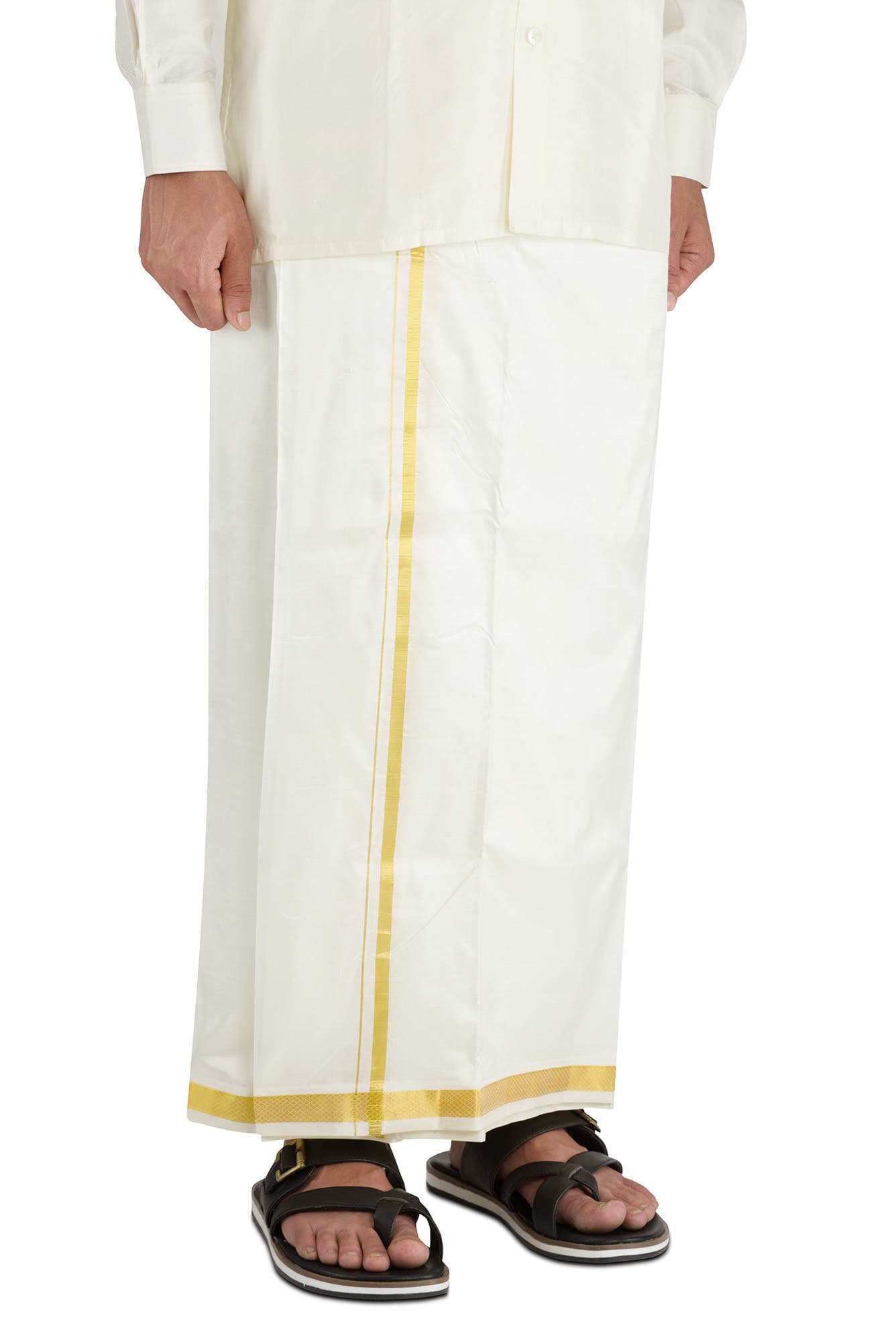 Cream Silk Dhoti 8 Muzham Dhoti