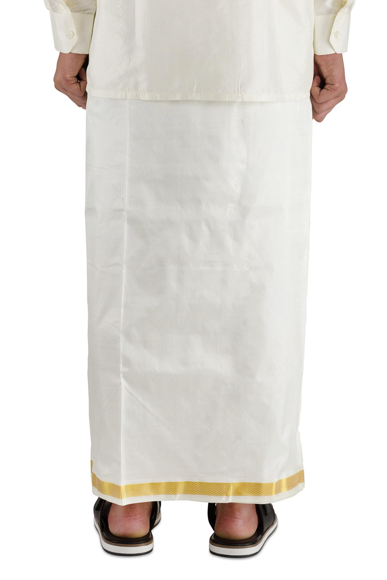 Cream Silk Dhoti 8 Muzham Dhoti